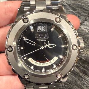 Invicta Reserve Black Dial Silver Watch